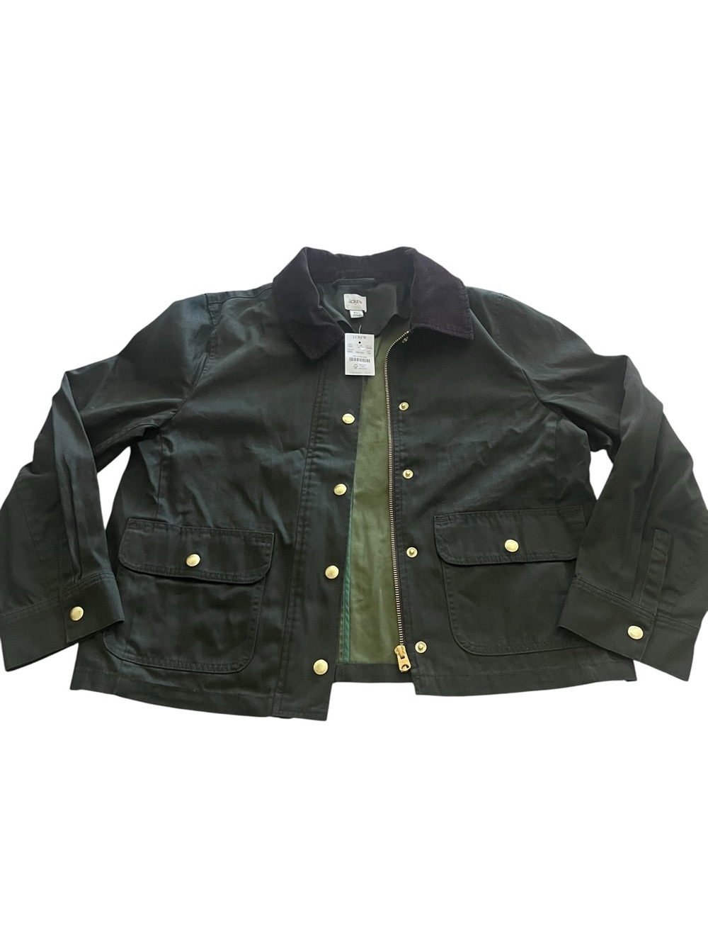 J. Crew Factory Cropped Field Jacket Mossy Green Brown Chore Barn Coat
Size M